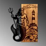 Wallity Poseidon - Escultura de pared de madera y metal en nogal y negro